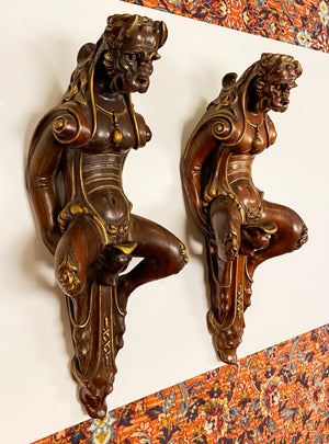 Italian Florentine Carved Wood Dog Wall Sculptures (7165858873501)