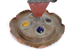 Bradley & Hubbard Aesthetic Movement Jeweled Candleholders in Copper & Iron (6879811535005)
