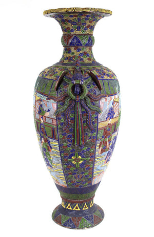 Japanese Monumental Satsuma Moriage Enamel Vase (6954969464989)