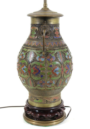Asian Art Deco Champlevé Enamel Urn Table Lamp (6955242979485)