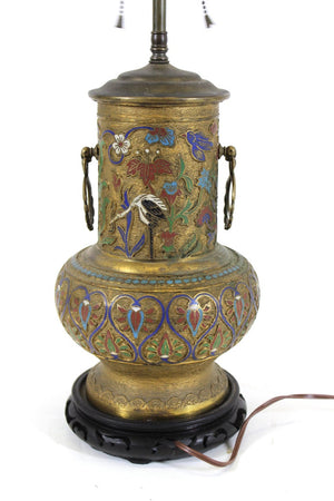 Asian Art Deco Champlevé Enamel Urn Table Lamp (6955268571293)