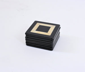 Set of 7 Black and Tan Art Deco Style Coasters (7191190110365)
