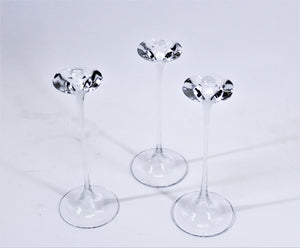 Engman for Kosta Boda Drop Glass Candlesticks, Set of 3 (7194700054685)