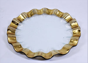 Annieglass Ruffle Platter with Gold Trim (7191196795037)