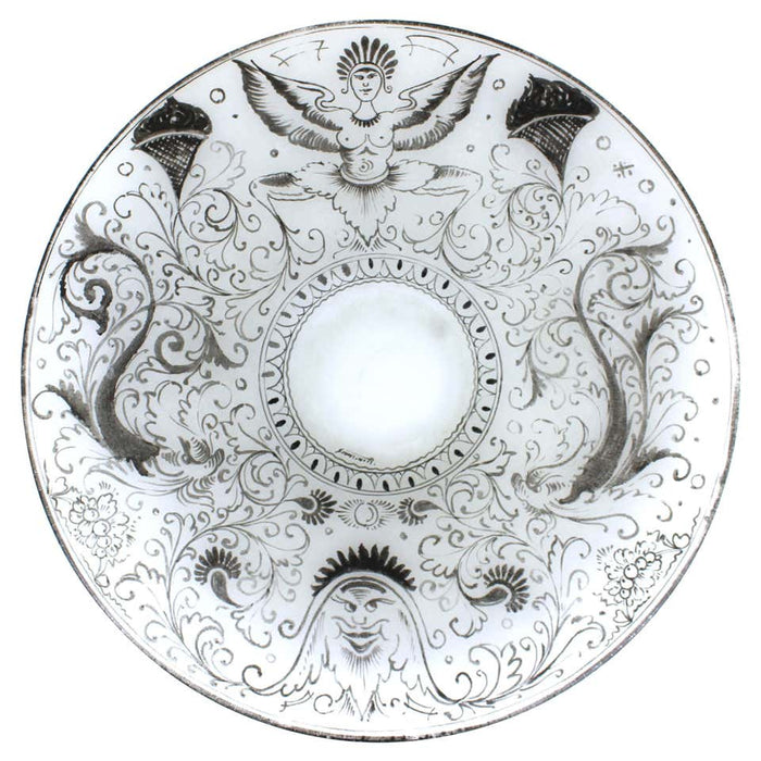 Italian Renaissance Revival Style Painted Glass Charger Plate