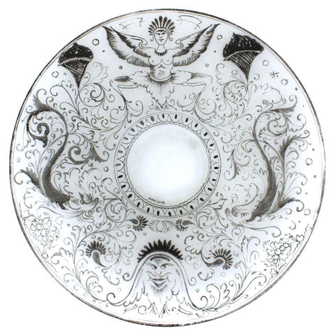 Italian Renaissance Revival Style Painted Glass Charger Plate