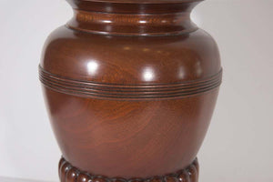 Midcentury Custom Made Carved Mahogany Urn Table Lamp (6787438706845)