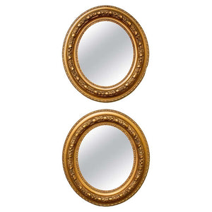 Pair of Victorian Gilded Oval Mirrors (7297434222749)