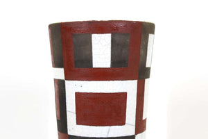 Modern Studio Pottery Ceramic Vase with Geometric Decor (6785242595485)