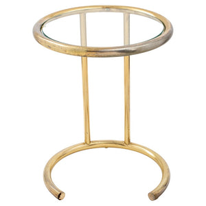 Modernist Brass and Glass Round Tubular Side Table (7365796855965)