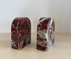 Pair of Italian Rosso Marble Modern Bookends (7089015718045)