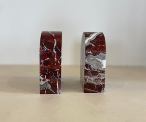 Pair of Italian Rosso Marble Modern Bookends (7089015718045)