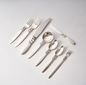 84 pc set of Georg Jensen Sterling Silver Flatware in the Cactus Pattern with Serving Pieces (7411248922781)