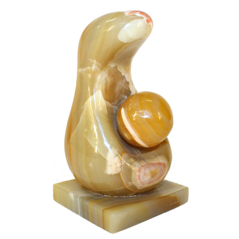 Abstract Onyx Sculpture of Mother and Child