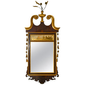 Adam Style Reverse Painted Mirror in Giltwood (6719945900189)