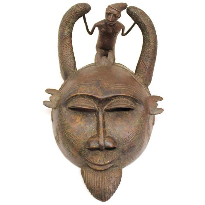 African Cameroon Tribal Bronze Mask