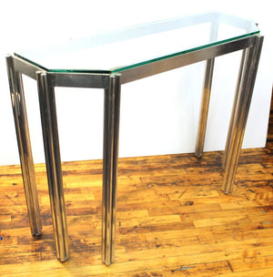 Alessandro Albrizzi Chrome Wall Console with Glass Top perspective (6719936626845)
