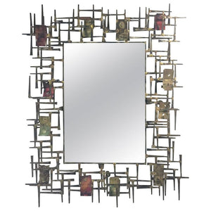 Brutalist Nail and Metal Mirror in the Manner of Silas Seandel  (6719817613469)