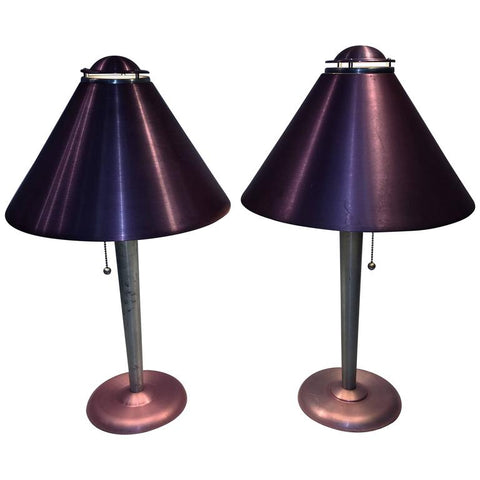Art Moderne Anodized Spun Aluminum Lamps