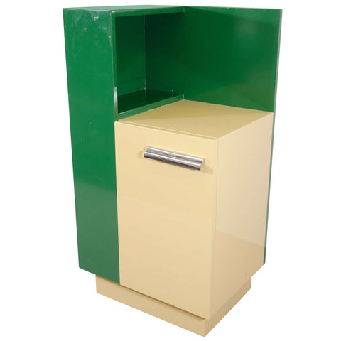 Paul Frankl Skyscraper Side Cabinet in Deep Green and Yellow