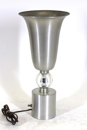 American Designer Art Deco Spun Aluminum & Glass Table Lamp (6720037257373)