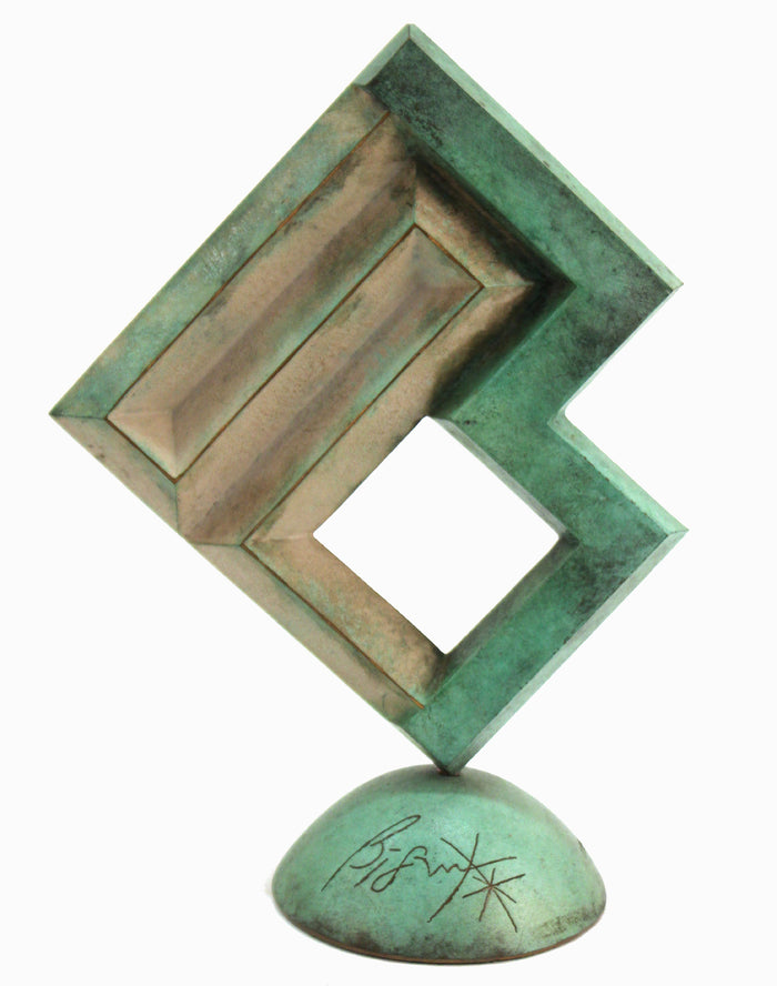 American Modernist Abstract Sculpture In Patinated Metal