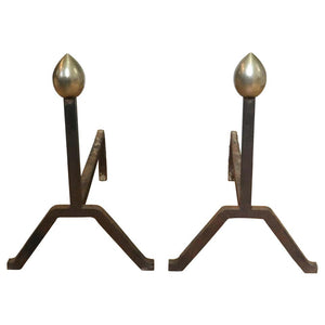 American Modernist Andirons in Steel and Iron (6719979389085)
