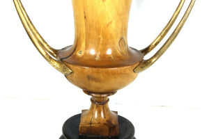 American Neoclassical Carved Fruit-Wood Urns with Gilt Bronze Handles (6719995773085)