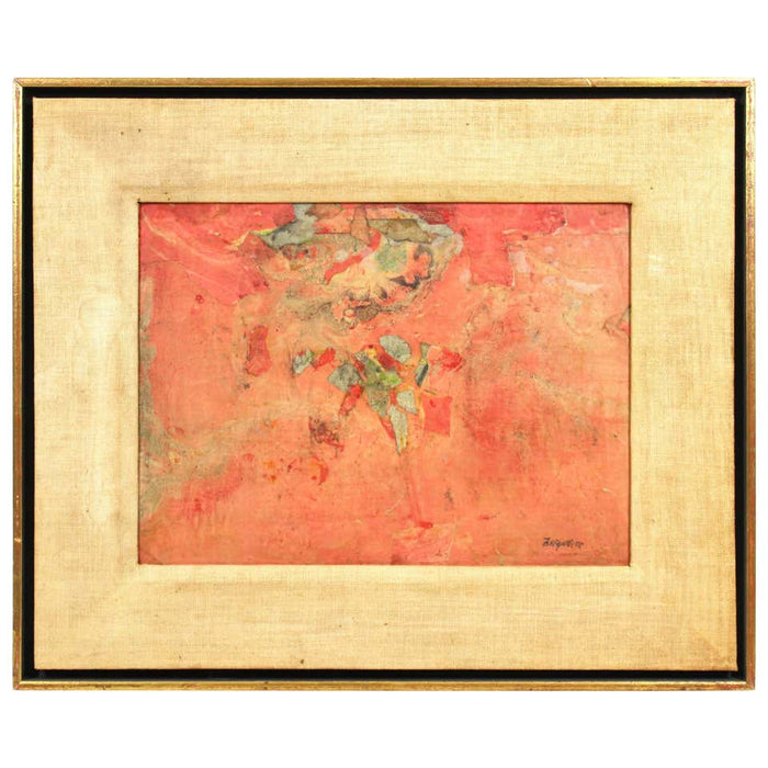 Anne Brigadier Mid-Century Modern 'Rosette Glow' Mixed-Media Collage Painting