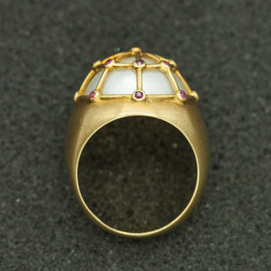 Antonio Bernardo Ring in Gold with a Mabe Pearl and Rubies Side View (6719960285341)
