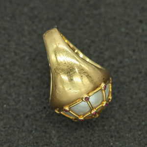 Antonio Bernardo Ring in Gold with a Mabe Pearl and Rubies Side 2 (6719960285341)