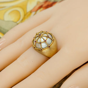 Antonio Bernardo Ring in Gold with a Mabe Pearl and Rubies On (6719960285341)