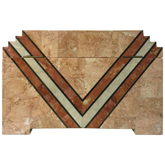 Maitland-Smith Art Deco Inspired Box in Tessellated Marble