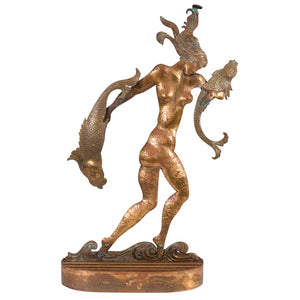 Art Deco Sculpture of a Nude Woman Carrying Fish in the Style of Hagenauer (6719810437277)