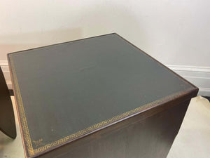 Art Deco Style End Tables with Leather Tops (6720068747421)