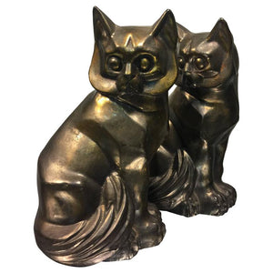 Art Deco Style Pair of Cast Metal Cubist Cat Form Bookends (6720000819357)