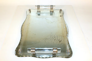 French Art Deco Style Serving Tray in Glass, Lucite, Nickel. (6719740674205)