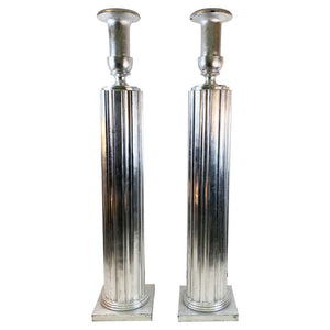 Art Deco Style Torchère Floor Lamps in Carved Wood (6719982207133)