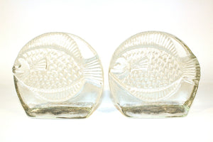 Mid-century Fish Bookends in Art Glass (6719740641437)