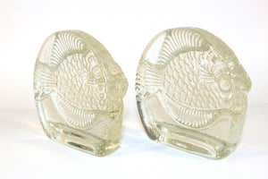 Mid-century Fish Bookends in Art Glass (6719740641437)