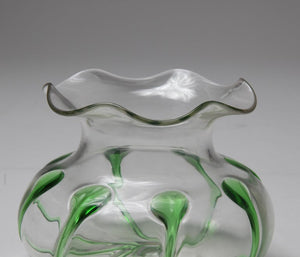 Art Nouveau Style Glass Bowl with Green Accents (6719939379357)