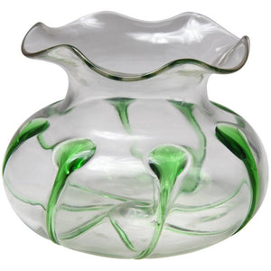 Art Nouveau Style Glass Bowl with Green Accents front (6719939379357)