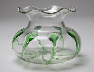 Art Nouveau Style Glass Bowl with Green Accents (6719939379357)