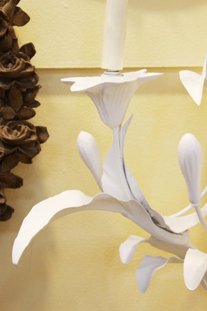 Art Nouveau Style Metal Floral Candelabra Sconces in White (6719954944157)