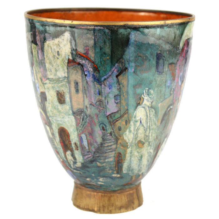 Austrian Orientalist Enamel Brass Vase