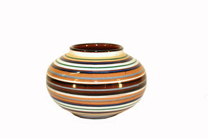 Glazed Ceramic Vase with Horizontal Bands, Signed (6719731040413)