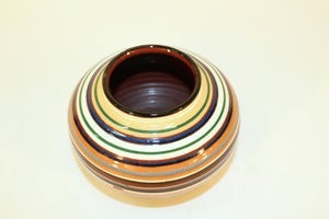 Glazed Ceramic Vase with Horizontal Bands, Signed (6719731040413)