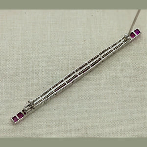 Bar Pin in Platinum with Diamonds and Rubies Back View (6719957958813)