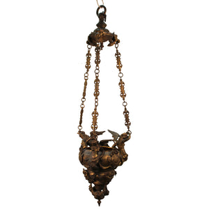 Baroque Style Italian Gilt Bronze Pendant Oil Lamp (6719761449117)