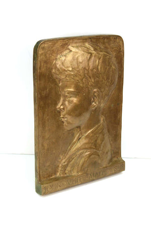 Beatrice Fenton Profile Portrait Relief Bronze Plaque of John White Mathews Jr (6719966773405)